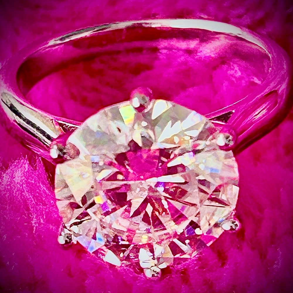 5 carat sterling silver, moissanite engagement ring
